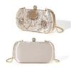 Elegant Floral Embroidered Beaded Bag Evening Bag For Women Lightweight Polyester Multipurpose Shoulder Handbag  Silver