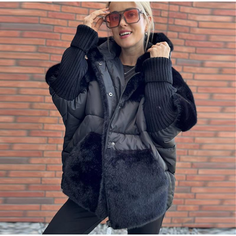 Stitching Cotton Jacket Zipper Jacket Lady Solid Color Down Cotton Winter Women Jackets Fashion Casual Style Cotton Clothes