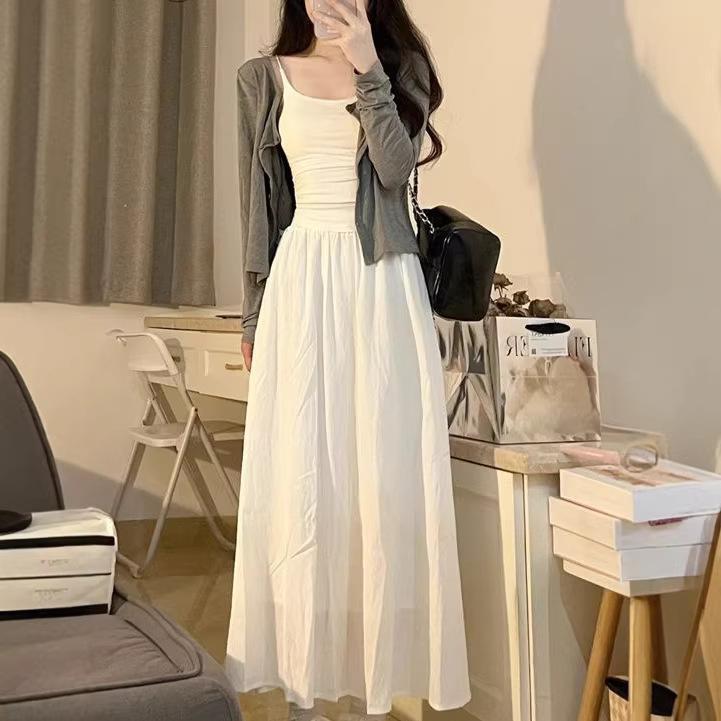 suit women's clothing 2026 early autumn new cardigan jacket suspender vest top sweet and thin skirt three-piece set