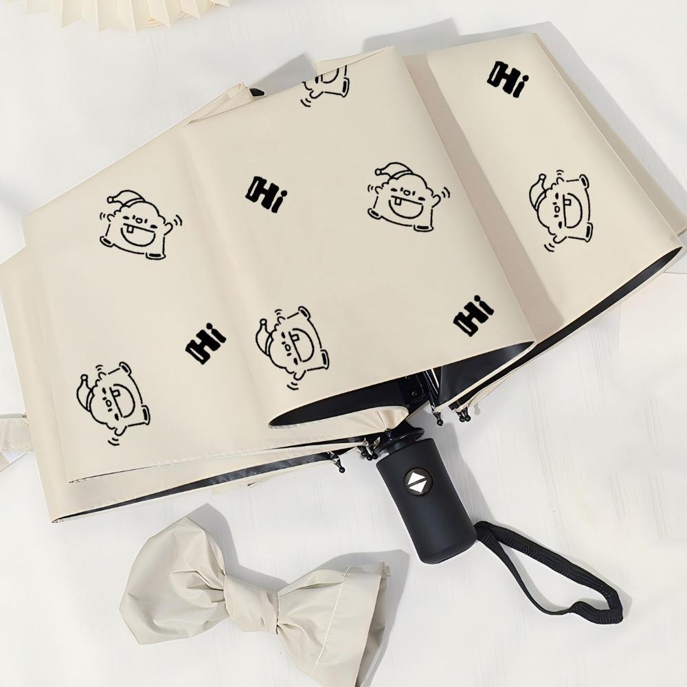 

Cartoon Pattern UV Protection Umbrella Windproof Sun Protection Umbrella Sunny Rain Days Style A Beige