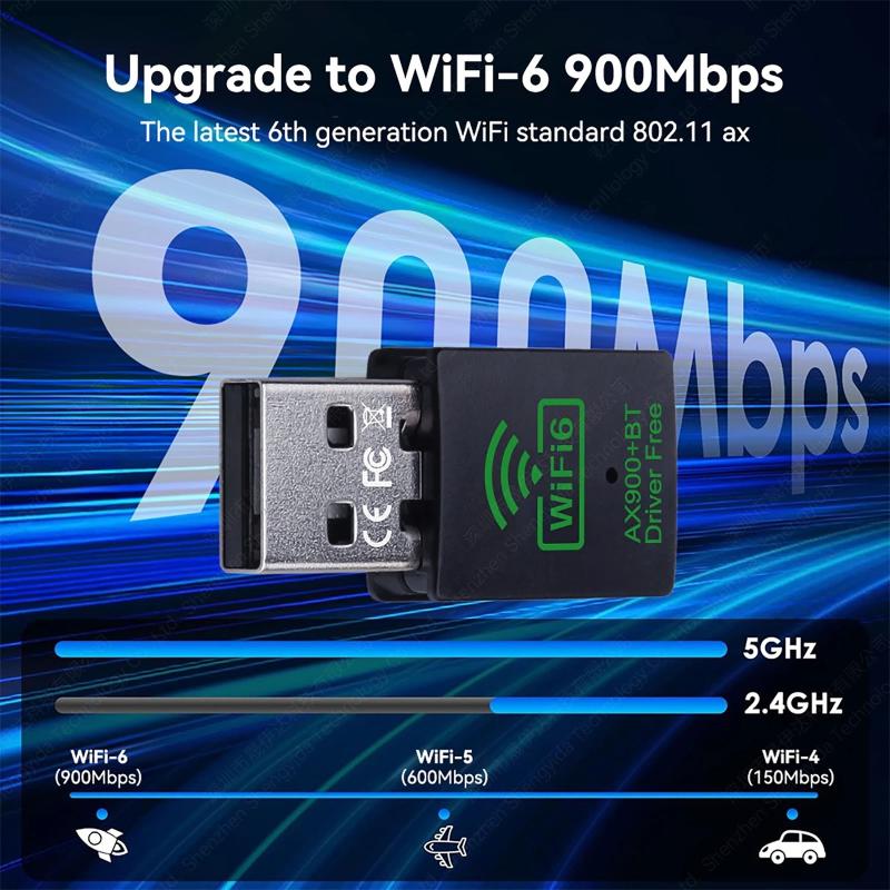 1Pcs Usb Wifi Bt Receiver 2.4G/5G Usb Wifi Dongle For Desktop 900Mbps Bluetooth Wireless Wifi Adapter
