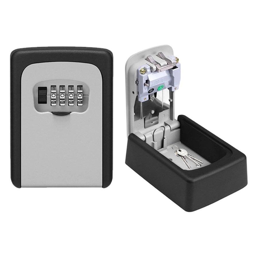 Waterproof Alloy Key Lock Box Modern 4-Digit Combination Safe Box Outdoor Wall Mount House Key Organizer Container 121x90x40mm