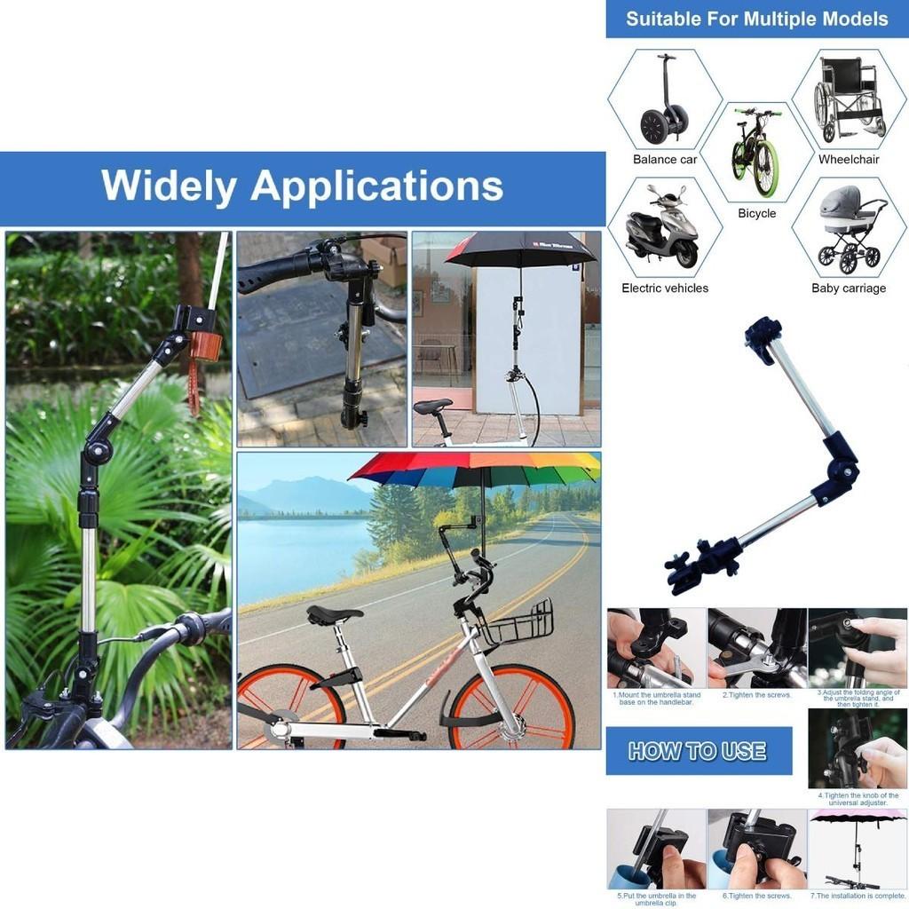 Adjustable Stainless Steel Bicycle Umbrella Stand With Anti-dropping Cap For Rain And Sun Protection