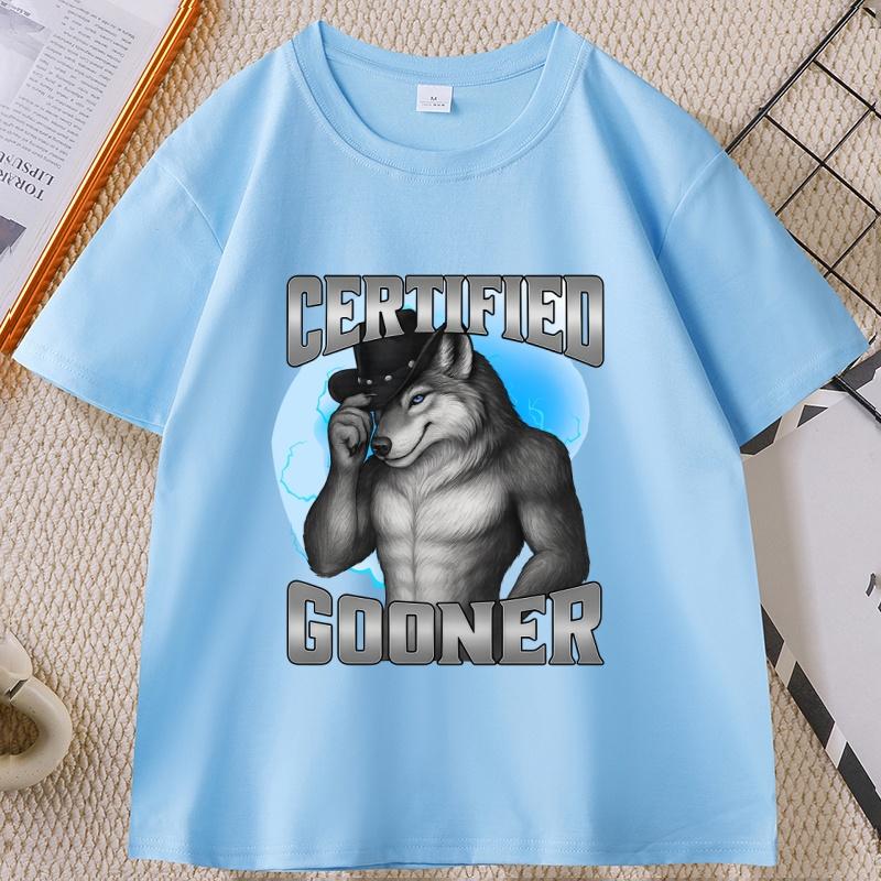 Zertifiziertes Gooner T-Shirt Lustiges Werwolf-Meme T-Shirt Lässiges Baumwoll-Kurzarm für Unisex Damen Humor T-Shirt Unisex Kleidung