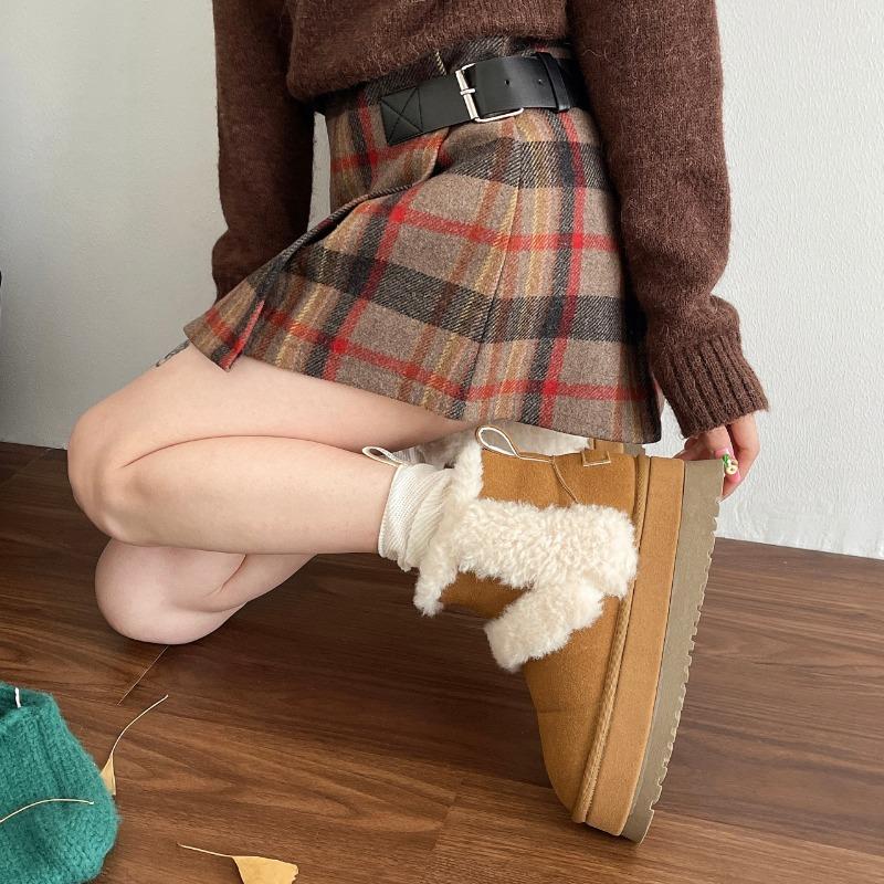 Fashion Winter New Flat Snow Boots Women's Fashion Round Head Suede Thick Sole Anti-slip Wear-resistant Short Cotton Boots