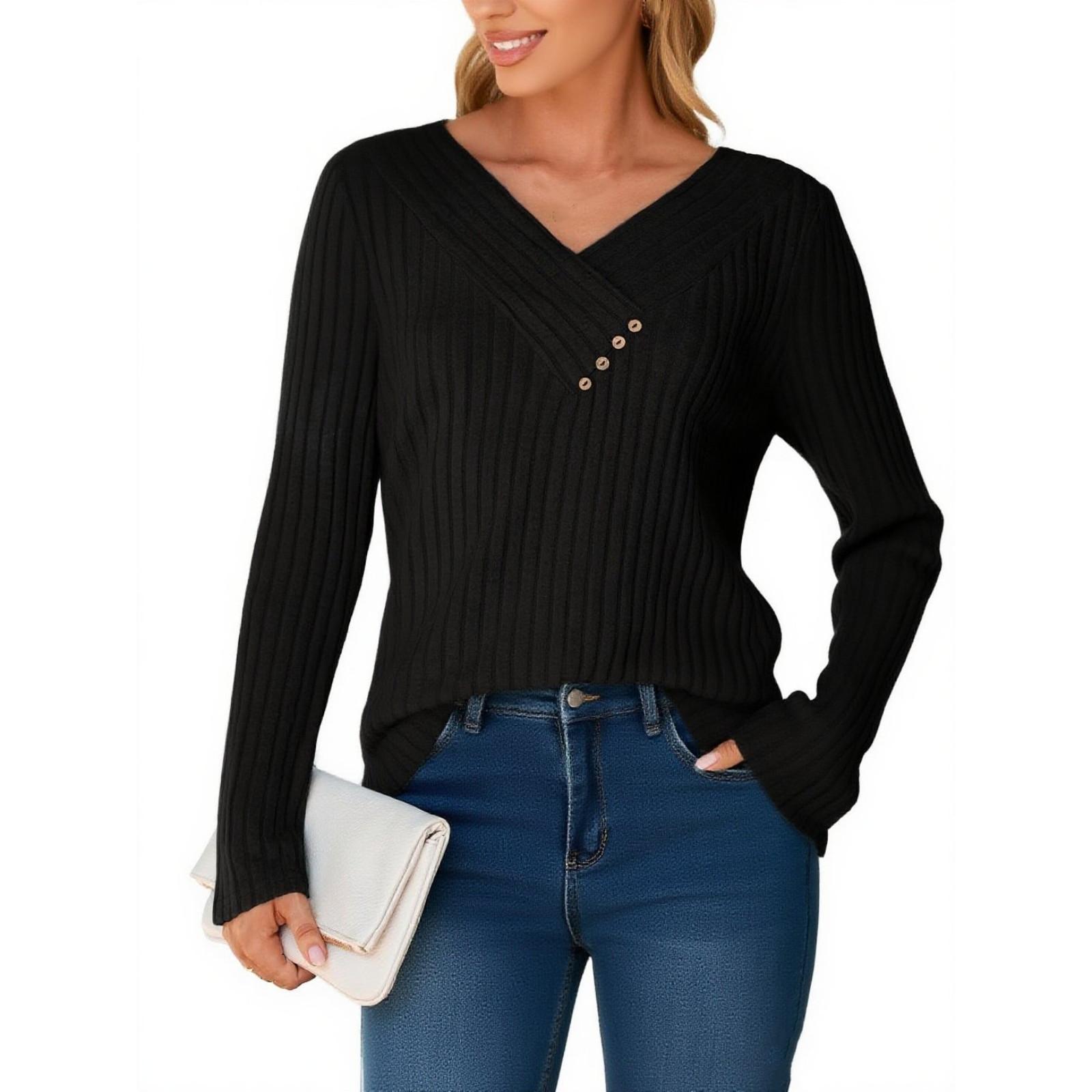 

Женские блузки Повседневные топы Модный топ с длинным рукавом S чёрный