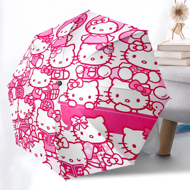 1pc Hello Kitty Automatic Open/close Umbrella, Portable Travel Umbrella, Everyday Use - Outdoor Accessory, Artistic Pattern, Compact Design, Fashion L