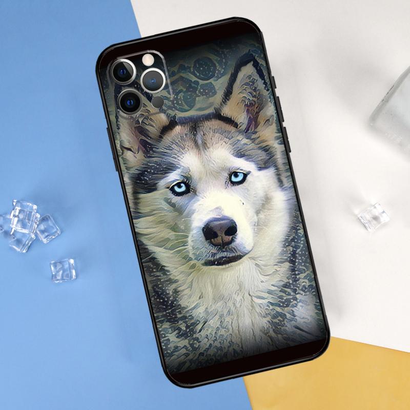 Siberian Husky Sled Dog Phone Case For iPhone 16 Pro Max 12 13 Mini 11 14 15 Pro Max XR 16 15 Plus 16e Cover Shell