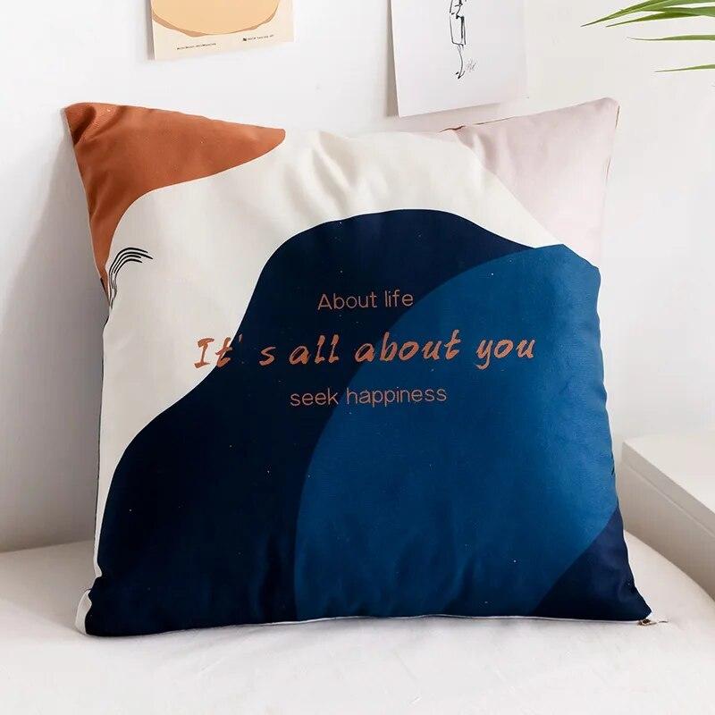 Minimalist Creative Abstract Line Pillowcase Peach Lemon Pear Fruit  Sofa Office Seat Cushion Cover Home Decoration