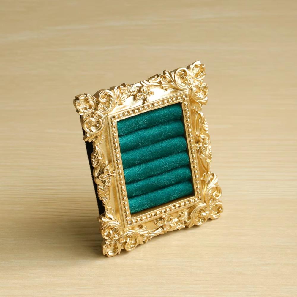 Vintage Gold Ring Display Stand Velvet Organizer Jewelry Display Rack  Photography Props