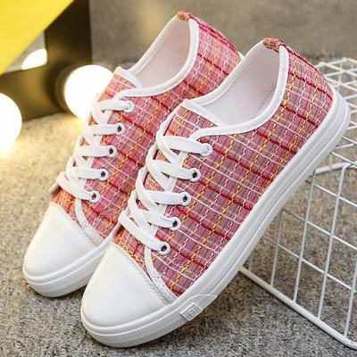 Summer New Trend Canvas Shoes Women Fashion Casual Women 'S Sneakers Mixed Colors Round Toe Lace -Up Shoes For Women Flats