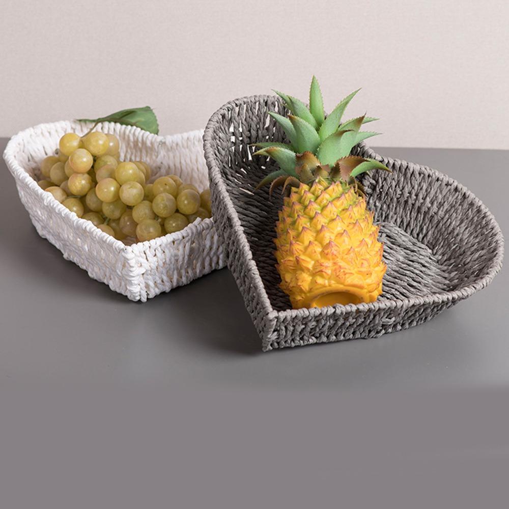 2Pcs Multipurpose Fruit Rattan Basket Heart Shaped Vegetable Storage Basket Home Kitchen