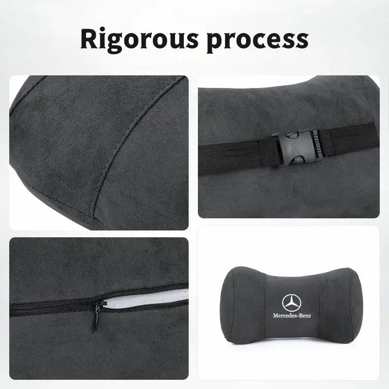 FHP3 Hot 2025 Car Suede Headrest Seat Neck Pillow Head Support For Mercedes Benz AMG GLE GLS CLS GLC CLA GLA GLK ML C197 R231 W167 W2
