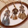 Bohemian Style Tassel Pendant Necklaces Women Long Spiral Beaded Braided Necklaces Ethnic Vintage Casual Vacation Jewelry Gifts