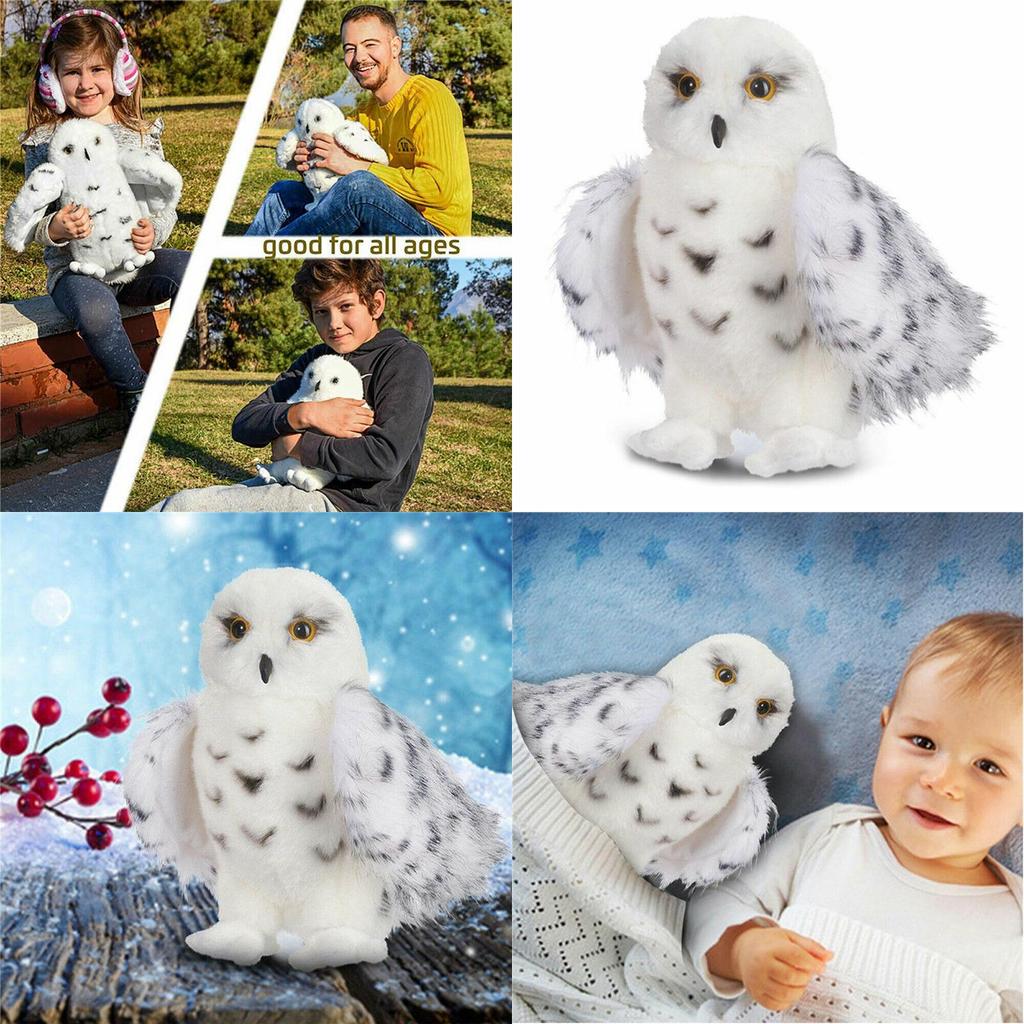 Enchanting Wizard Snowy Owl Plush Toy Fluffy Stuffed Animal Gift For Young Children