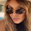 Vintage Rimless Rhombus Sunglasses Women For Men Luxury Brand Designer Popular Punk Hip Hop Metal Leopard Head Sun Glasses UV400