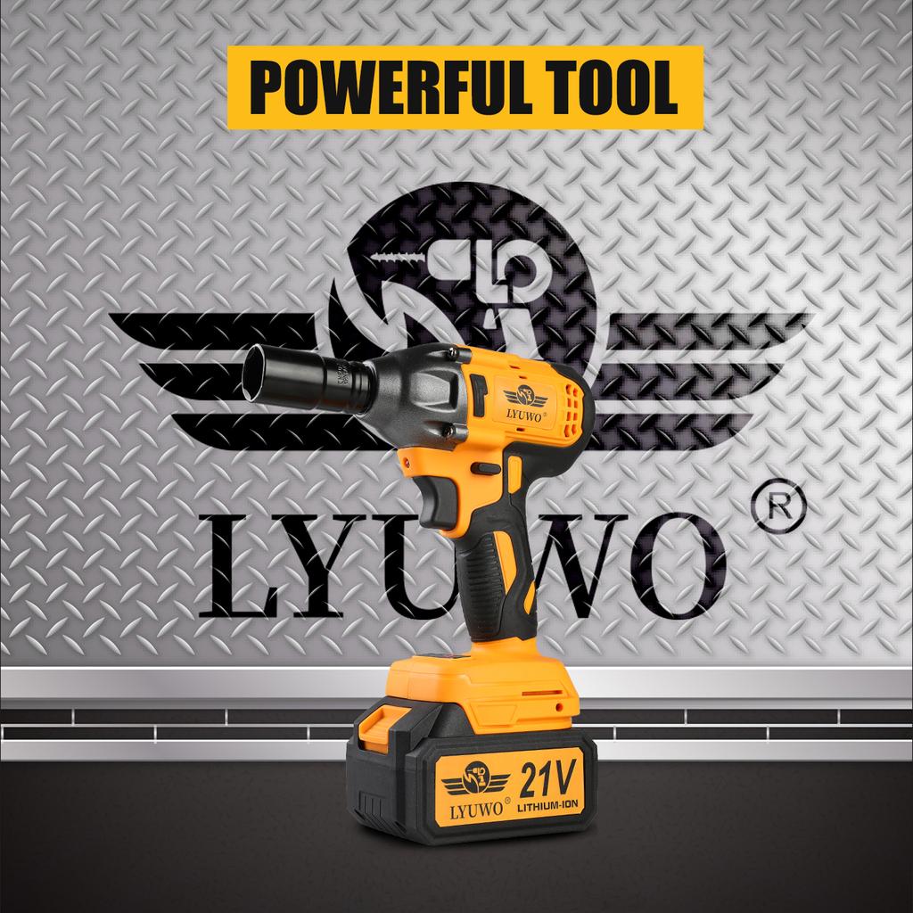 LYUWO Electric Wrench 420NM Brushless Electric Wrench High Torque Air Cannon Heavy Duty Automobile Repair High Power Impact Plat