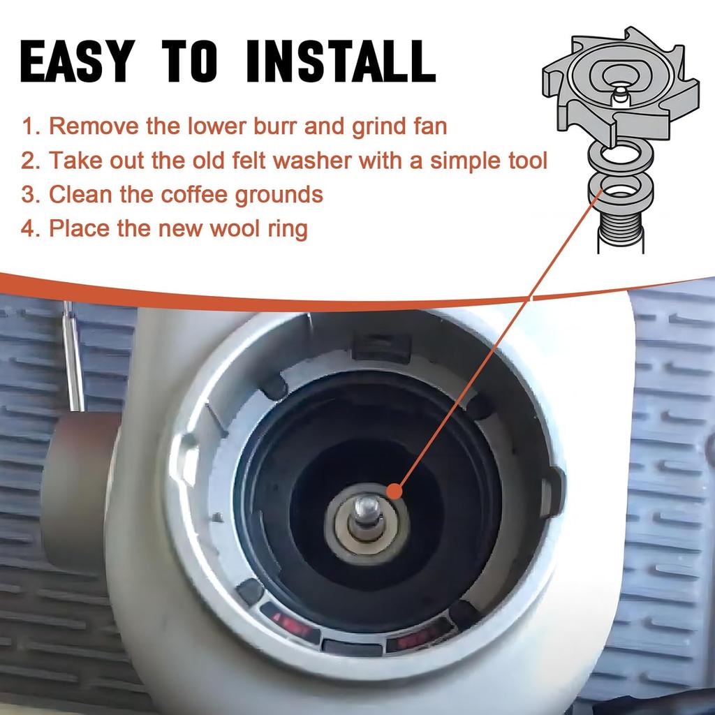 Felt Washer Lower Burr BES870XL for Breville Espresso Machine Grinders, SP0001575 Replacement Accessories for Breville Barista Express