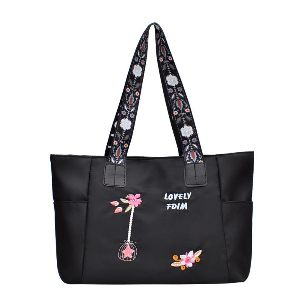 Casual Large Capacity Shoulder Bag Nylon Waterproof Shopping Bag Lightweight Handbag Women