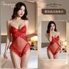 Sexy underwear open file sexy lace pearl suspender onesie open crotch free underwear temptation suspender pajamas women