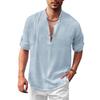 Designer Spring Summer Men's Casual Cotton Linen Solid Color Long Sleeve Shirts Loose Stand Collar Shirts