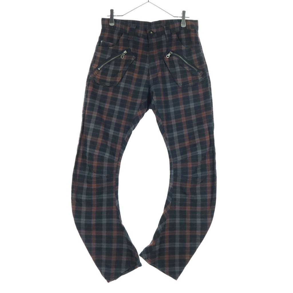 Beauty products PPFM Check Pattern 3D cutting Cotton pants Brown Men's Used