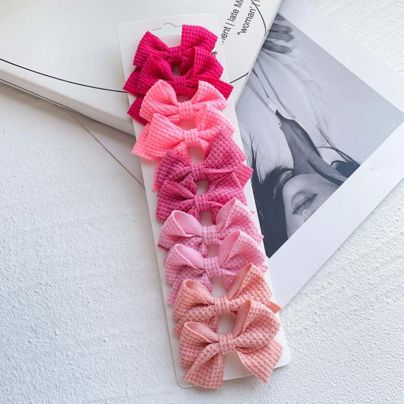 10Pcs/Set Solid Color Ribbon Kids Bows Hair Clips Baby Girls Handmade Bowknot Hairpin MiNi Barrettes Hair Tie Accessories
