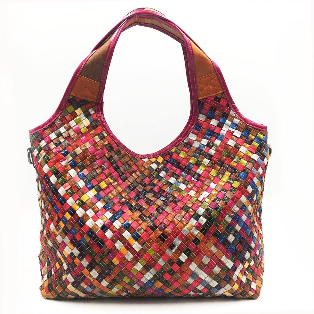 Leather Bag Hand-Woven Shoulder Messenger Bag Bag Women'S Leather Lady Bag Woven Bag