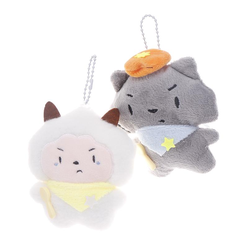 Soft Keychain Cartoon Wolf Sheep Pendant Keychain Squeak Toy Plush Stuffed Key Chains Bag Decorations Couple Friends Kids Gift