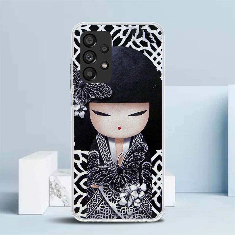 Kokeshi Doll Kimono Girl Soft Cover for Samsung Galaxy A17 A37 A57 A16 A26 A36 A56 A15 A14 A55 Phone Case A13 A53 A25 A35 A24 A3
