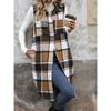 Women Plaid Print Flap Collar Sleeveless Jacket  Autumn Loose Fashion Single Breasted Long Thermal Vest
