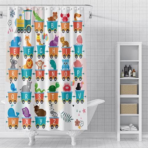 BohoGeometrischBlauThemaBadezimmerDuschvorhangNiedlich3D-GedrucktWasserdichtStoffFürKinderMitHakenGeometrischesMusterDekorativer Duschvorhang