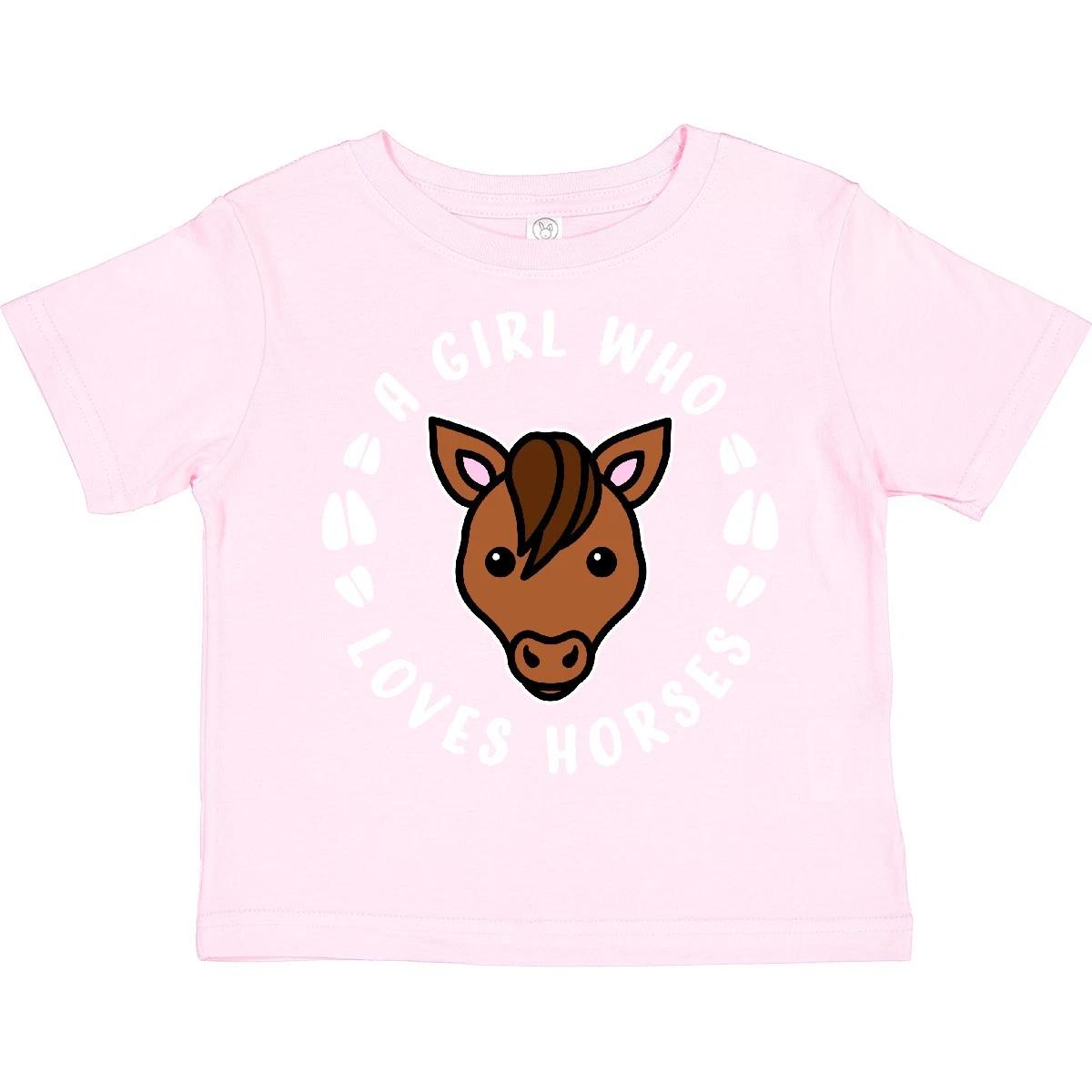 Inktastic A Girl Who Loves Horses Toddler kids boys T-Shirt Animals Horse I Love Lover Kid 130