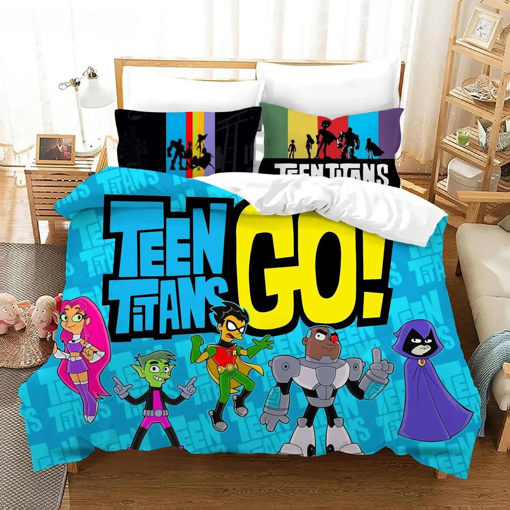 3D Teen Titans Go Cartoon Bedding Set Single Twin Double Queen King Cal King Size Bed Linen Set