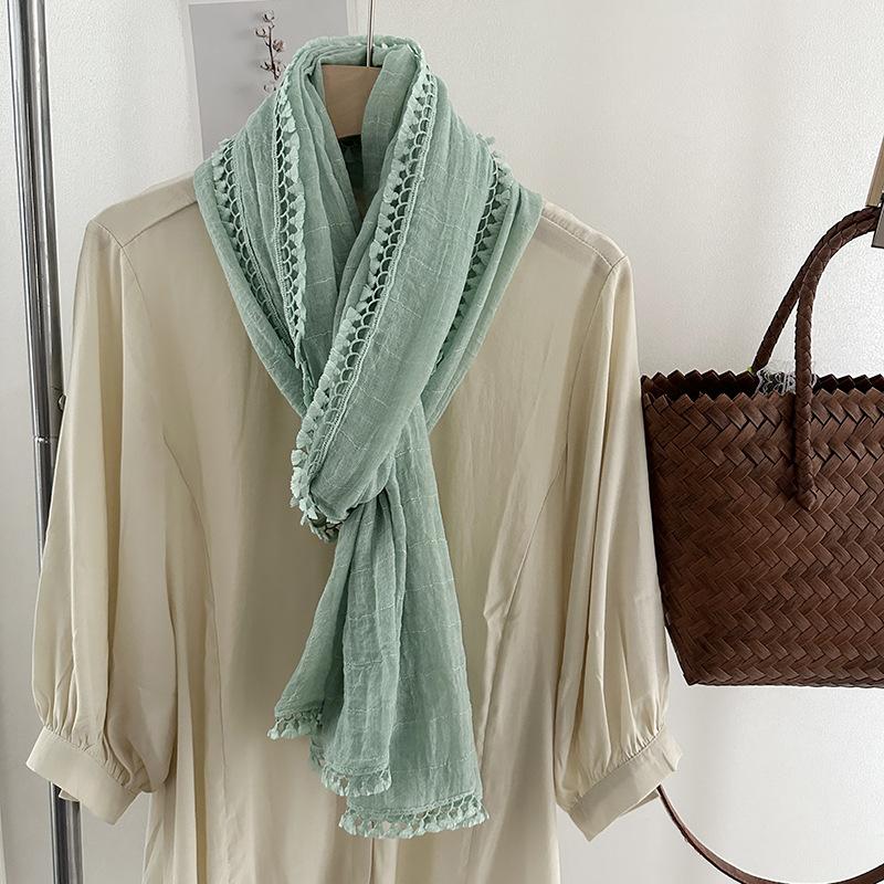 Artistic Style Long Solid Color Scarf for Women Summer and Autumn Photography Shawl Sunscreen Scarf