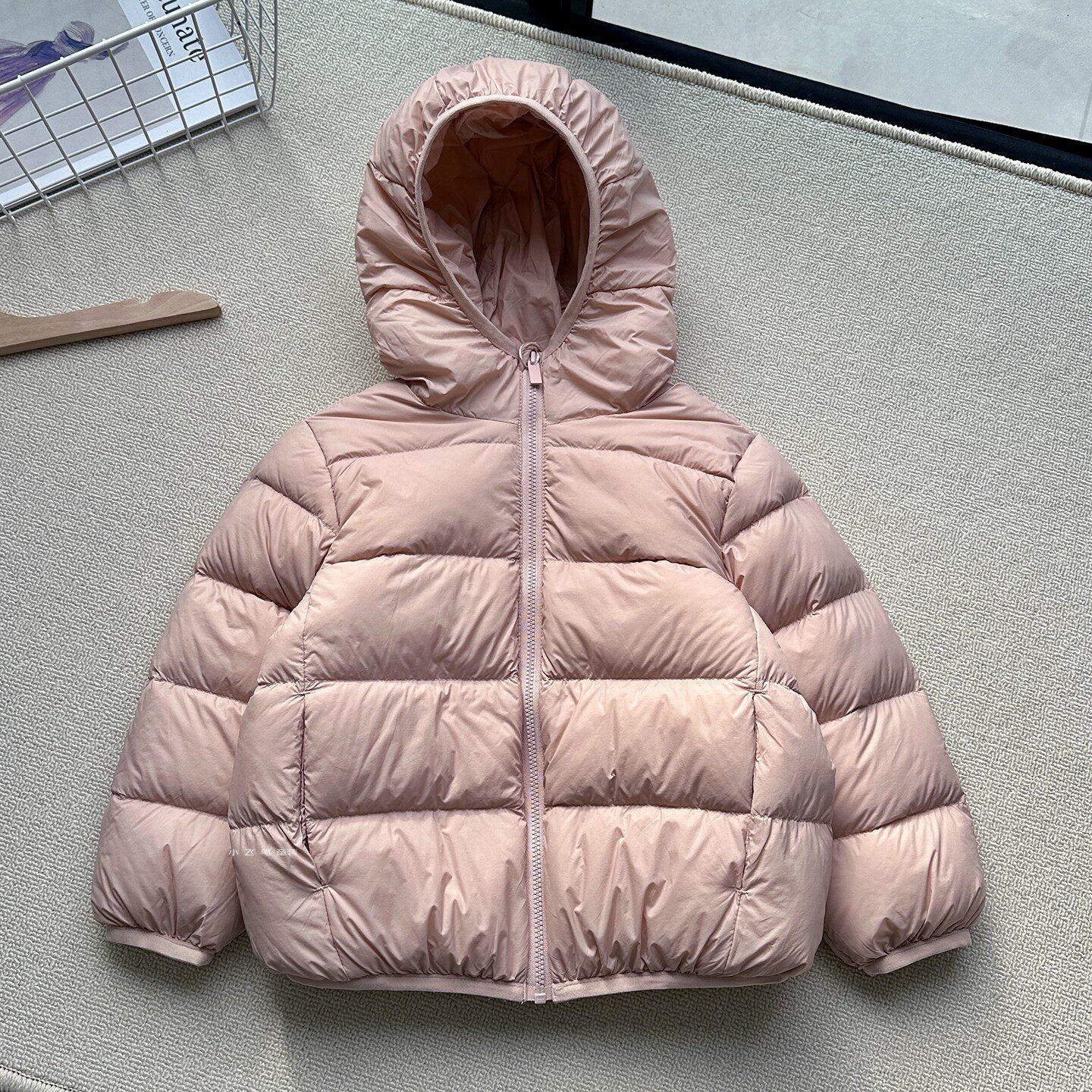 Children s 90% Down Hooded Puffer Jacket for Boys & Girls - Thick, Short, Autumn/Winter Outerwear 110 cm розовый