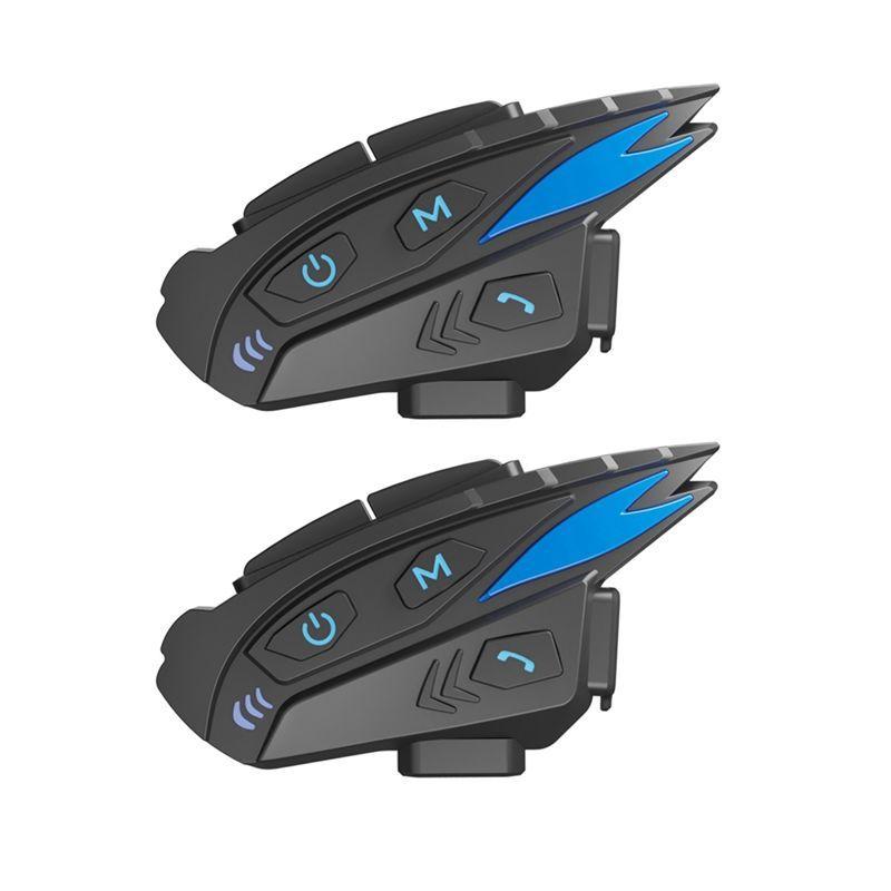 Authentic 2 Set Bluetooth 5.1 Motorcycle Helmet Headset: Free Pairing, 10-Rider Intercom, 2Km Communication Distance