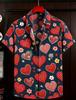 Men's Love Printed Short Sleeved Shirt, Versatile for Daily Styling, Suitable for Casual Gathering Scenes