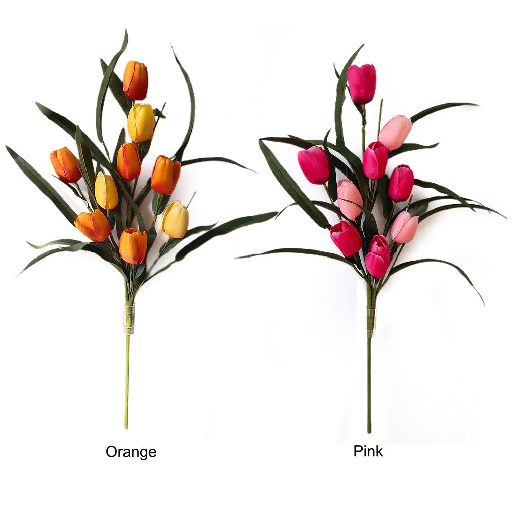 Realistic Silk Flowers Bouquet with PE Leaves Long Lasting Artificial Flowers for Room Decor