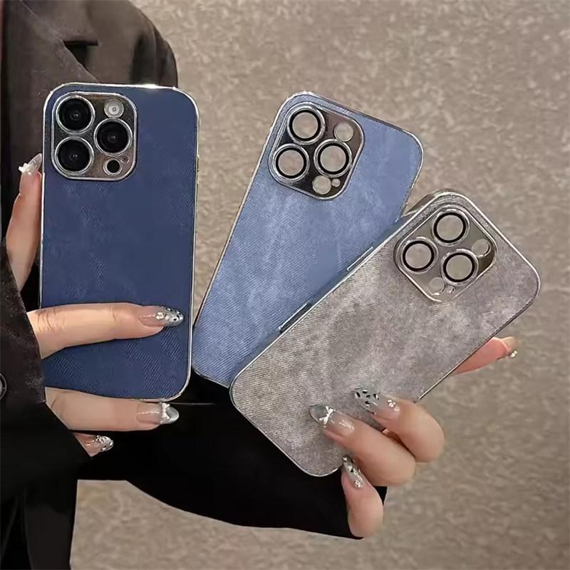 Luxus Gewaschene Farbe Vintage Cowboy Handyhülle iPhone17 16 15 14 13 12 11 Pro Max Plus Vergoldung Kameraobjektiv Schutz Stoßfeste Hülle