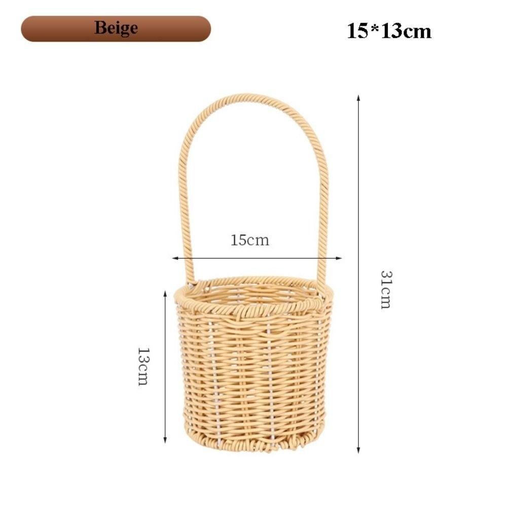 with Handle Imitation Rattan Storage Baskets Handwoven 6 Styles Handhold Weaving Basket Household Vegetable Fruit Flowers Basket