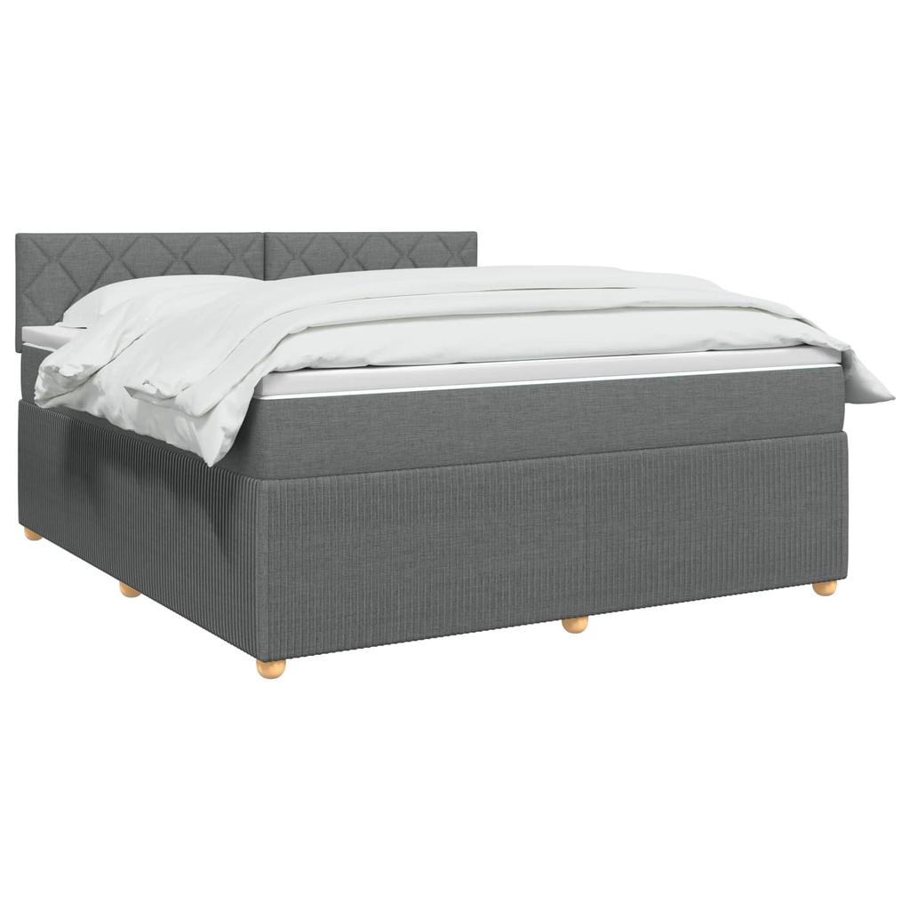 Box Spring Bed with Mattress Dark Grey 160 x 200 cm Fabric