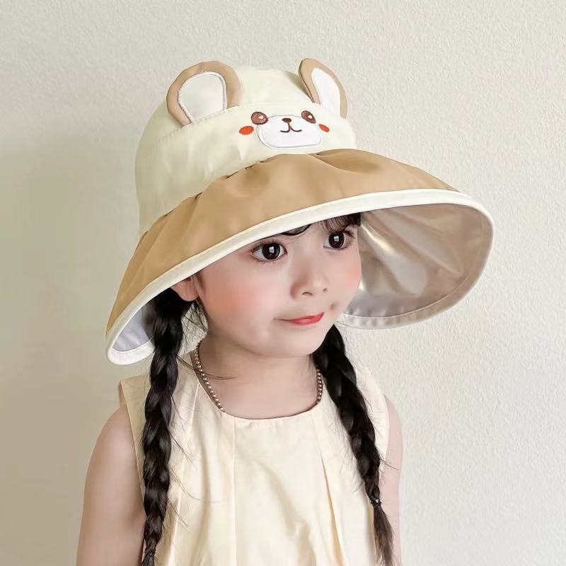 Children's Fisherman Sun Hat Summer Boys and Girls Outdoor UV Protection Large Brim Hollow Top Hat Baby Sun Protection Sun Hat