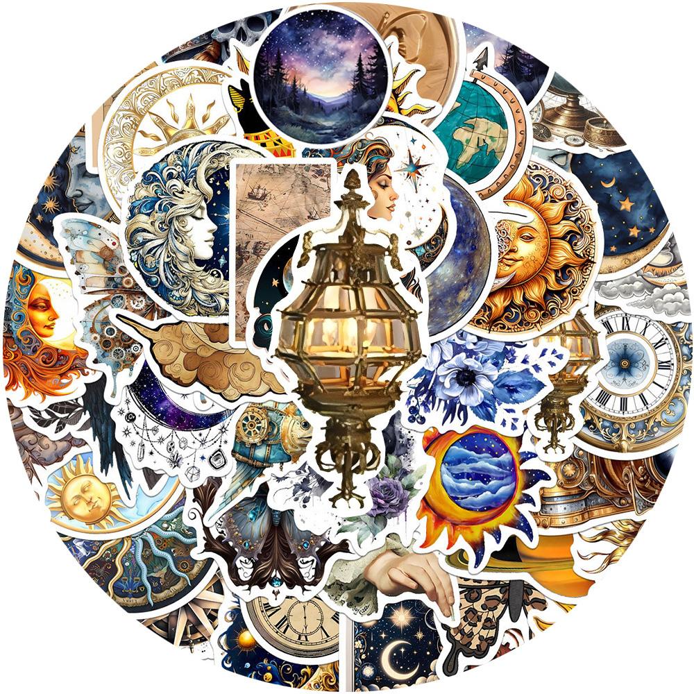 10/30/50pcs Aesthetic Astral Gothic Moon Graffiti Stickers for Laptop Phone Bike Skateboard Waterproof Retro Sticker Toys Gifts