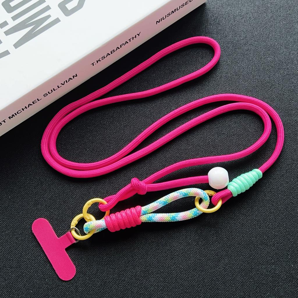 DIY Two-In-One Adjustable Mobile Phone Lanyard, Crossbody Long Rope, Wrist Short Rope, Multi-Functional Pearl Accessory Lanyard