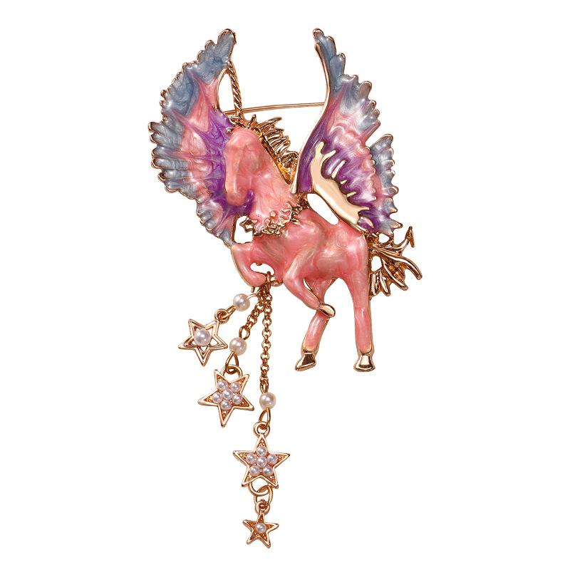 Pegasus Women's High-end Wing Tassel Unicorn Accessories Brooch