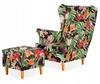 ARI PRINT Wing Chair with Footrest Scandinavian Family Meble Flowers