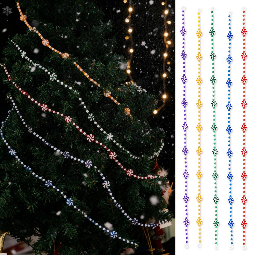 Christmas Candy String Garland Colorful Beaded Tassel Decoration Festive Christmas Candy Garland for Xmas Tree for Wreath