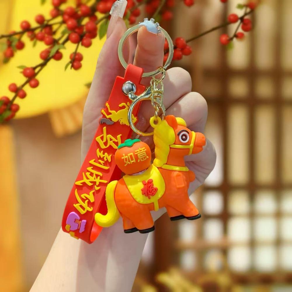 Cartoon Horse Keychain Rotating Pony Doll Zodiac Pony Bag Hanging  Year of The Horse