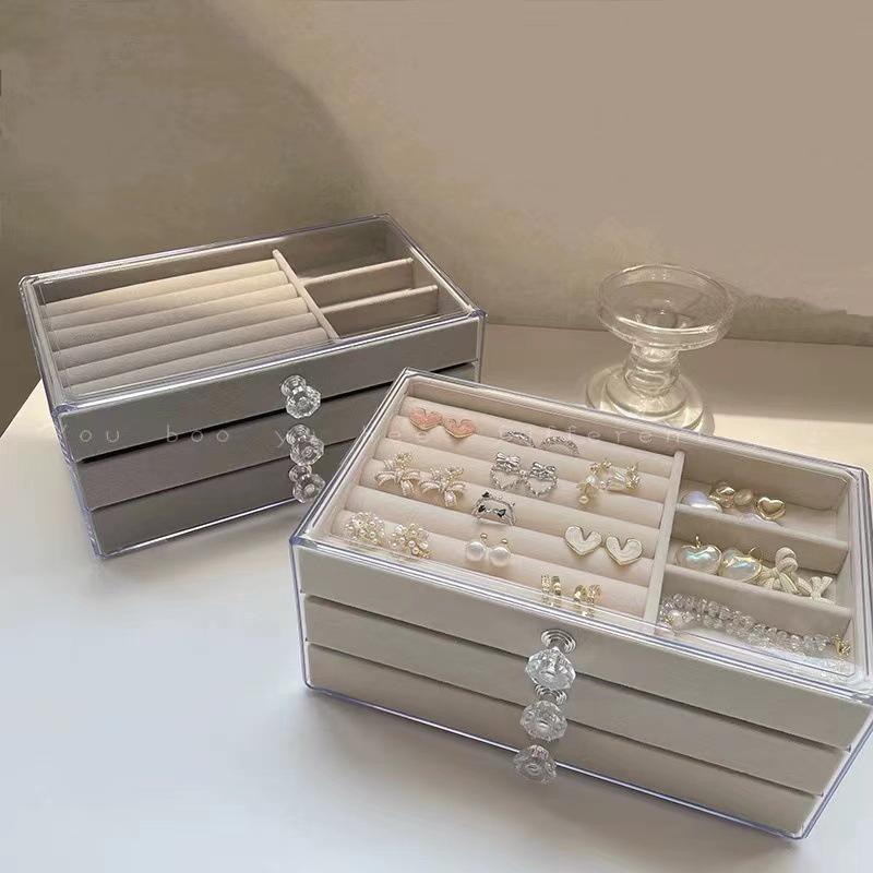 Velvet Multi-layer Jewelry Box with Large Capacity for Bracelets, Necklaces, Earrings, and Rings